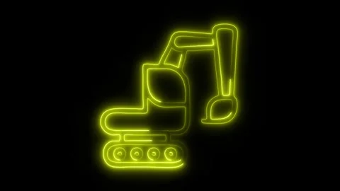 Glowing Vehicle Digger Icon in HD Video Neon Animation 库存影片 304556192