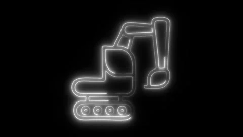 Glowing Vehicle Digger Icon in HD Video Neon Animation Video stock 304556194