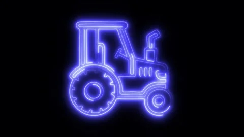 Glowing Vehicle Tractor Icon in HD Video Neon Animation Stock Footage 304556196