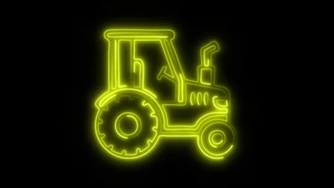Glowing Vehicle Tractor Icon in HD Video Neon Animation 스톡 동영상 304556197