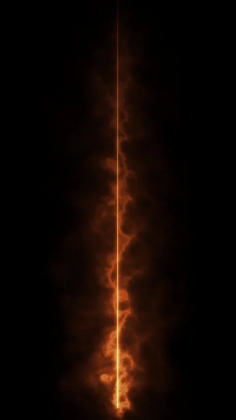 Glowing vertical fire line motion footage with orange energy sparks. Stock-Footage 337711004