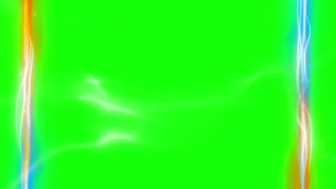 Glowing vertical light beams moving on a green screen background with abstract Stock Footage 338436799