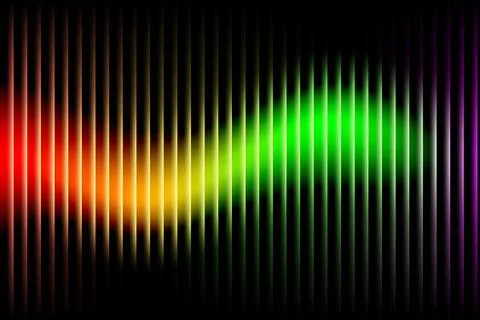 Glowing Vertical Stripes in Rainbow Gradient on Dark Background abstract line Stock Illustration