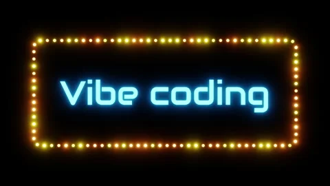 Glowing vibe coding sign in flashing frame, 3D render. Coding background, dotted Stock Footage 332174939