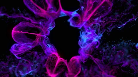 Glowing Violet Particle in Dynamic Explode Color Waves Flowing Movement Closeup 库存影片 134757716