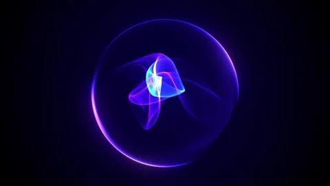 Glowing violet plasma sphere with vibrant neon waveform core and smooth ele.. Video stock 330117845