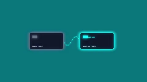 Glowing virtual card generation and main card data transfer animation with .. Stock Footage 343507648