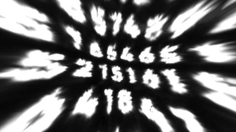 Glowing virtual numbers for game code. Motion. Glowing numbers appearing in Illustrazione stock