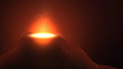 Glowing Volcanic Eruption Animation Red Hot Magma and Sparks Vidéo 347965762