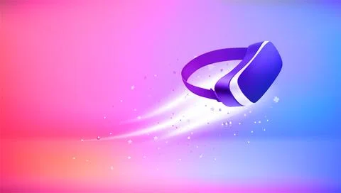 Glowing VR mask. 3d vector banner with copy space Stock Illustration