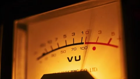 Glowing VU Meter: Retro Audio Close Up Stock Footage 296103858