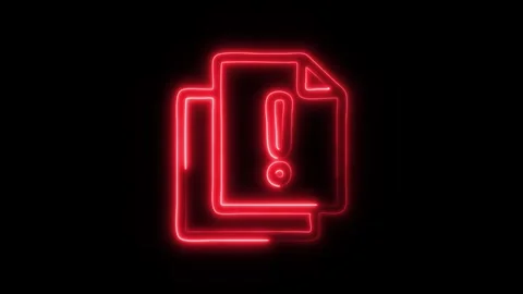 Glowing Warning Icon in HD Video Neon Animation Stock Footage 304555799