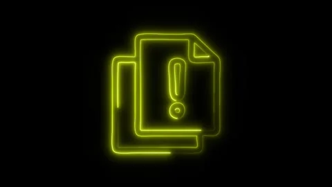 Glowing Warning Icon in HD Video Neon Animation Stock Footage 304555800