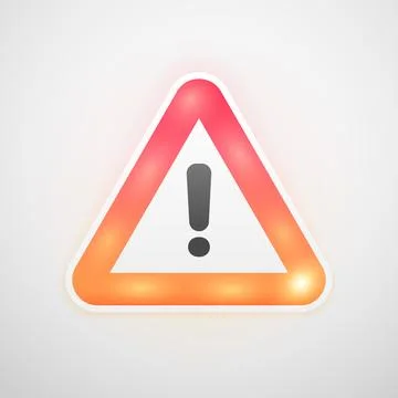 Glowing Warning Triangle Danger Sign Icon Stock Illustration