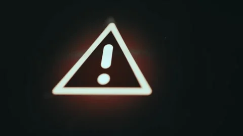Glowing Warning Triangle on Dark Interface Stock Footage 338402255