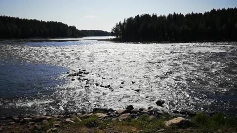 Glowing water. A big river Stock Footage 167129790