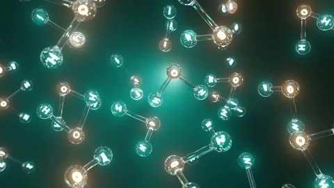 Glowing Water Molecules on Dark Background Looped 4K Video stock 265031910