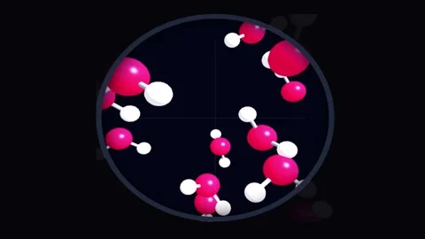 Glowing water molecules H2O microscopic view animation with hydrogen and ox.. Stock Footage 344709963