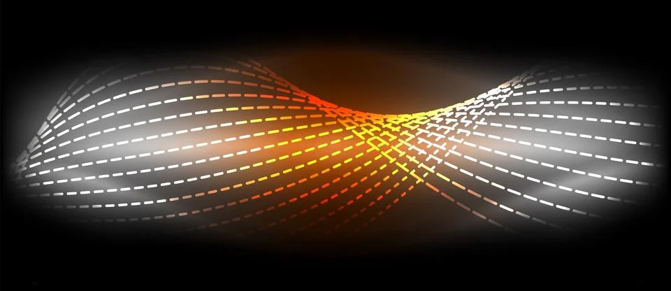 A glowing wave of dots on a black background Stock Illustration