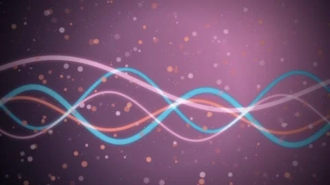 Glowing wave lines and floating particles flow in a seamless loop Stock Footage 341856291