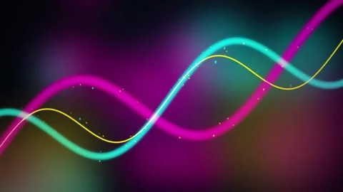 Glowing wave lines flow across the screen in a seamless loop Stock Footage 342862026