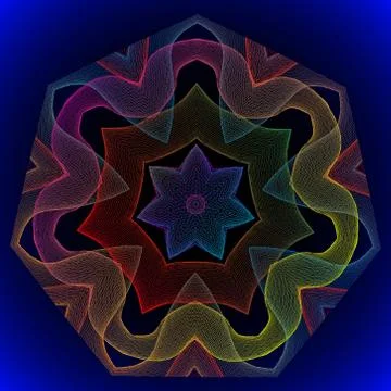 Glowing waved mandala -  vector illustration Stock Illustration