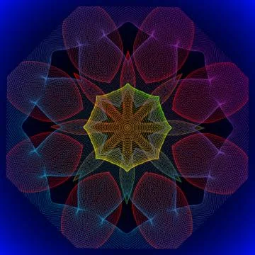 Glowing waved mandala -  vector illustration Stock Illustration