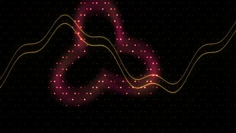 Glowing waveform lines and dots on black background. Stock Footage 337473545