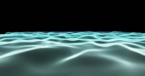Glowing waves image over dark background, creating futuristic ocean effect Stock Illustration