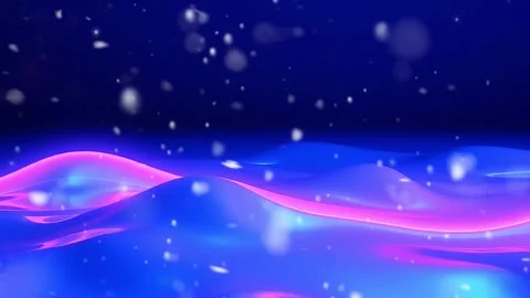 Glowing Wavescape: Soft Pink &amp; Blue Abstract Ocean Animation Stock Footage 330319991
