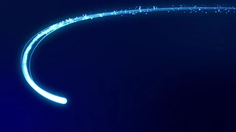 Glowing wavy blue neon light streaks with flares Stock Footage 263979653