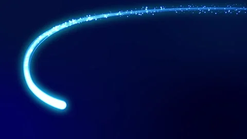 Glowing wavy blue neon light streaks with flares Stock Footage 263982971