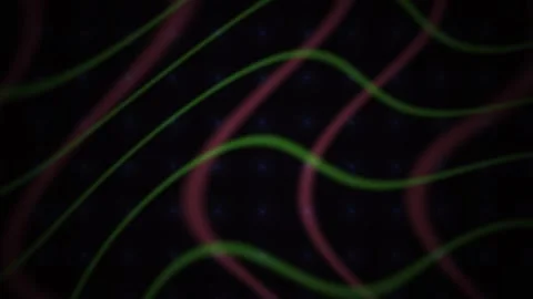 Glowing Wavy Green and Red Light Lines Flowing Across Dark Abstract Backgro.. Stock Footage 344721255
