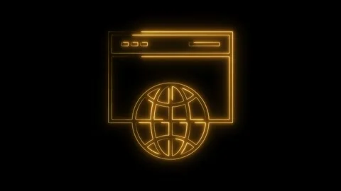 Glowing web browser icon with globe connecting technology and global intern.. Stock Footage 312448117
