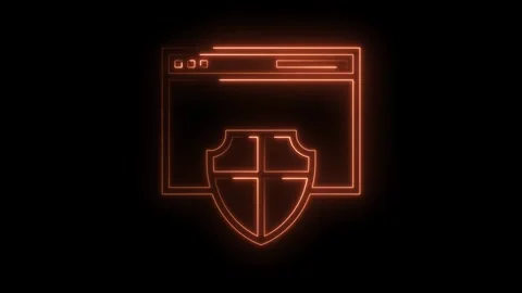 Glowing web browser shield icon animation cyber security data protection concept Stock Footage 322977846