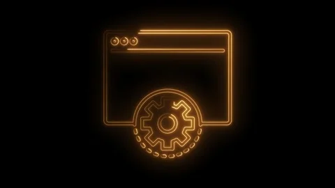 Glowing website settings icon animation on black background for technology .. Stock Footage 316672859