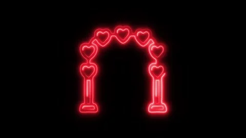 Glowing Wedding Arch Icon and Symbol in HD Video Neon Stock Footage 304557702