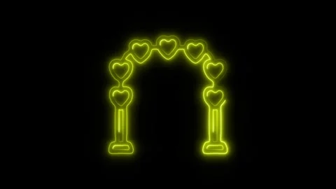 Glowing Wedding Arch Icon and Symbol in HD Video Neon Stock Footage 304557703