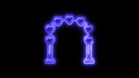 Glowing Wedding Arch Icon and Symbol in HD Video Neon Stock Footage 304557705