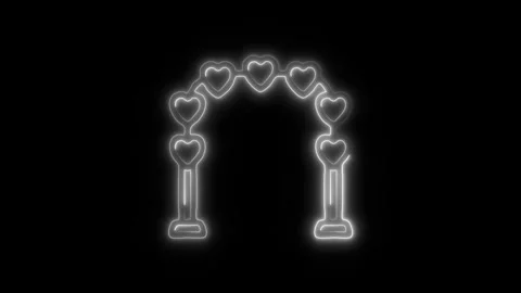 Glowing Wedding Arch Icon and Symbol in HD Video Neon Stock Footage 304557706