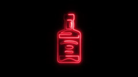 Glowing Whiskey Icon and Symbol in HD Video Neon Stock Footage 304558053