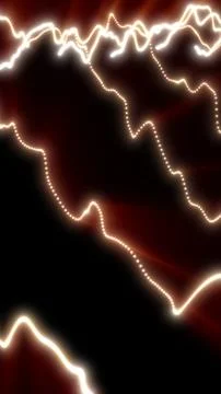 Glowing white and golden waveforms flow across a dark red background, creat.. Stock Illustration