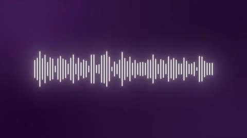 Glowing White Audio Waveform Equalizer Pulsing on Deep Purple, 4K Seamless Loop Stock Footage 330126883