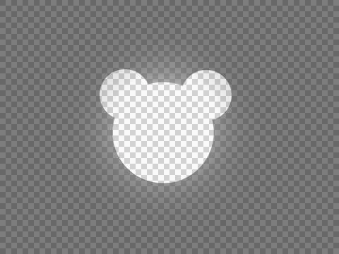 Glowing white bear head silhouette isolated on a transparent background Иллюстрация