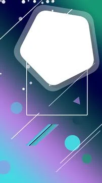 A glowing white chat bubble sits at the center of a vibrant geometric backg.. Illustrazione stock
