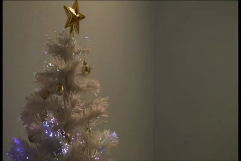 Glowing White Christmas Tree - M - 720x480 - 1 minute loop Stock Footage 33304191