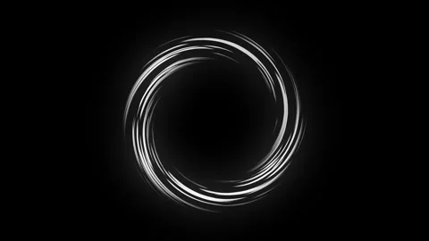 Glowing white circle on a black background. A circle of particles spins. Stock Footage 255218601