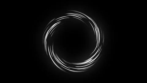 Glowing white circle on a black background. A circle of particles spins. Pa.. Stockfoto's
