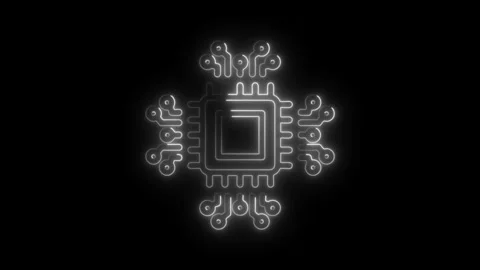 Glowing white circuit board on a black background technology concept animatio Stock Footage 314651022