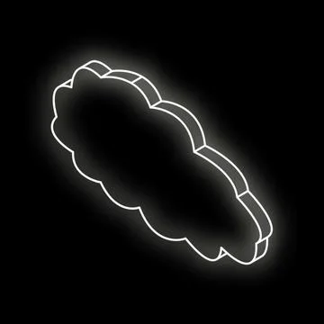 Glowing white cloud computing symbol on black background 스톡 일러스트